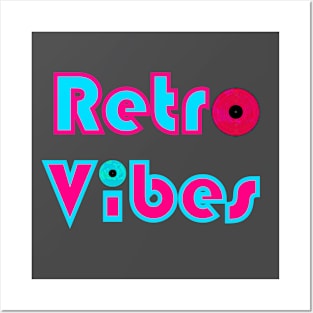 Pink Blue Retro Vibes Color Vinyl Posters and Art